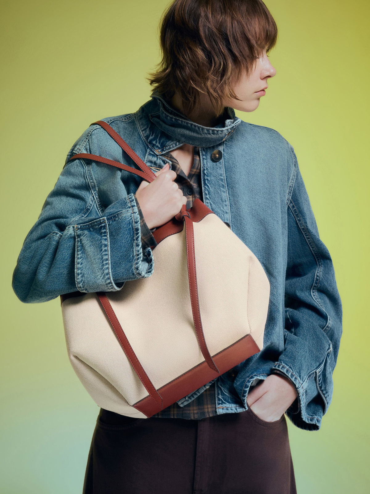 CHARLES & KEITH Quality / XL Calla Canvas Tote Bag - Brick