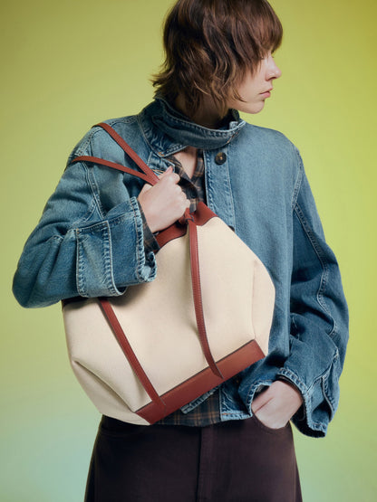 CHARLES & KEITH Quality / XL Calla Canvas Tote Bag - Brick