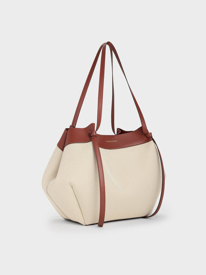 CHARLES & KEITH Quality / XL Calla Canvas Tote Bag - Brick