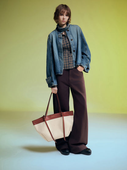 CHARLES & KEITH Quality / XL Calla Canvas Tote Bag - Brick