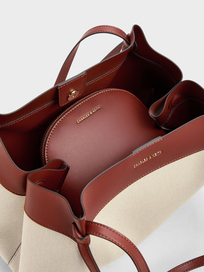 CHARLES & KEITH Quality / XL Calla Canvas Tote Bag - Brick