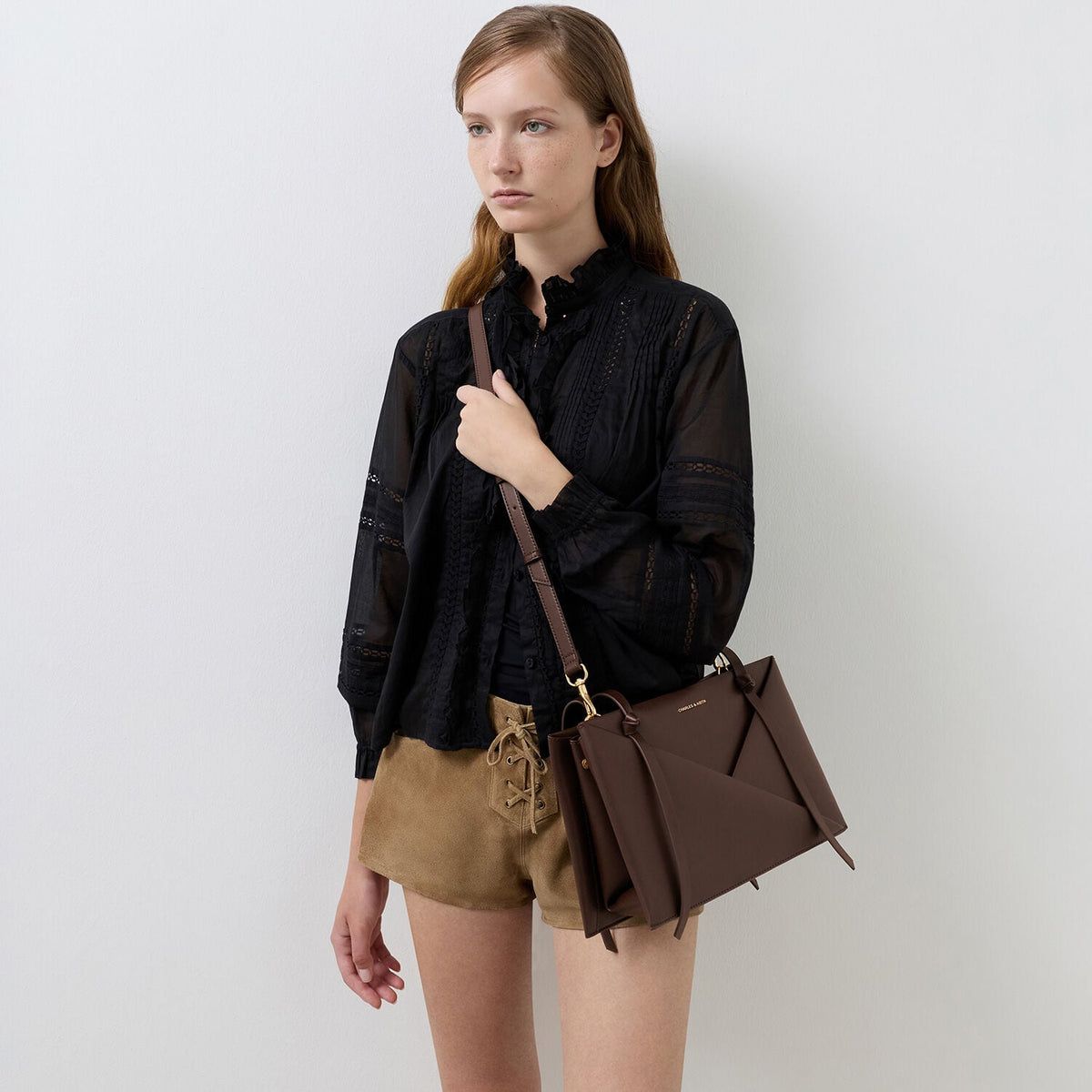 CHARLES & KEITH Best Seller / Midori Geometric Tote Bag - Espresso Brown