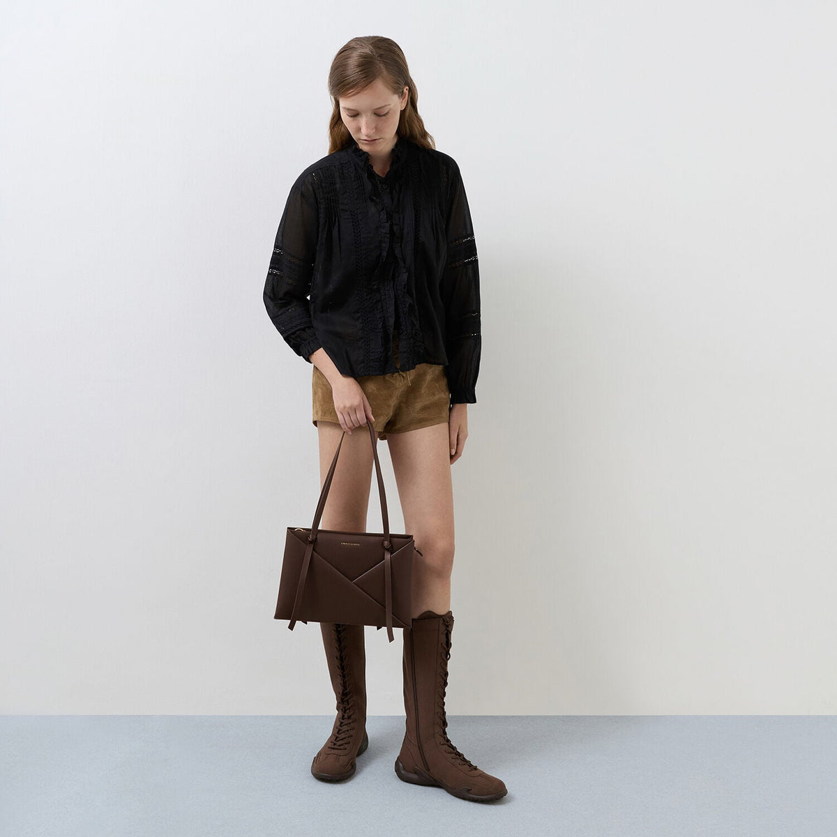 CHARLES & KEITH Best Seller / Midori Geometric Tote Bag - Espresso Brown