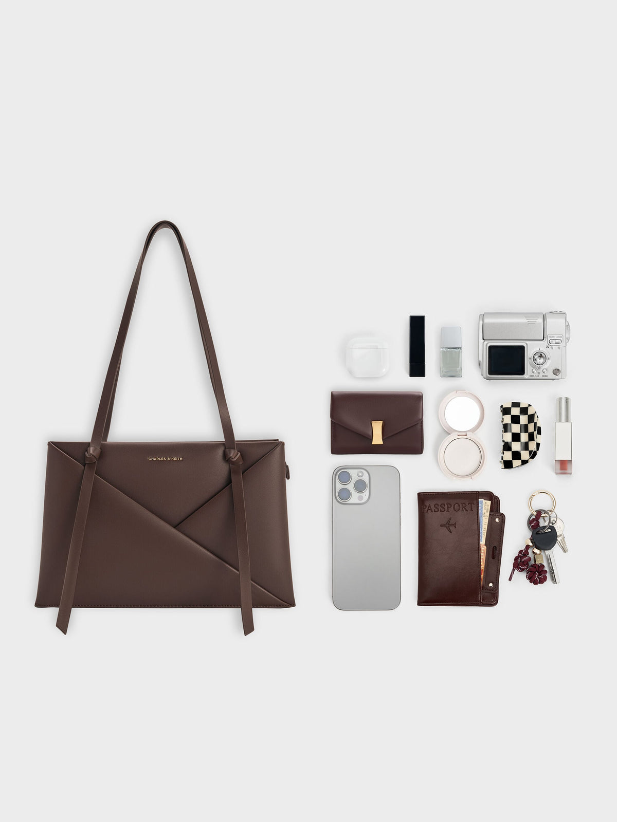 CHARLES & KEITH Best Seller / Midori Geometric Tote Bag - Espresso Brown