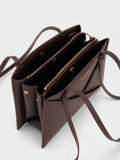 CHARLES & KEITH Best Seller / Midori Geometric Tote Bag - Espresso Brown