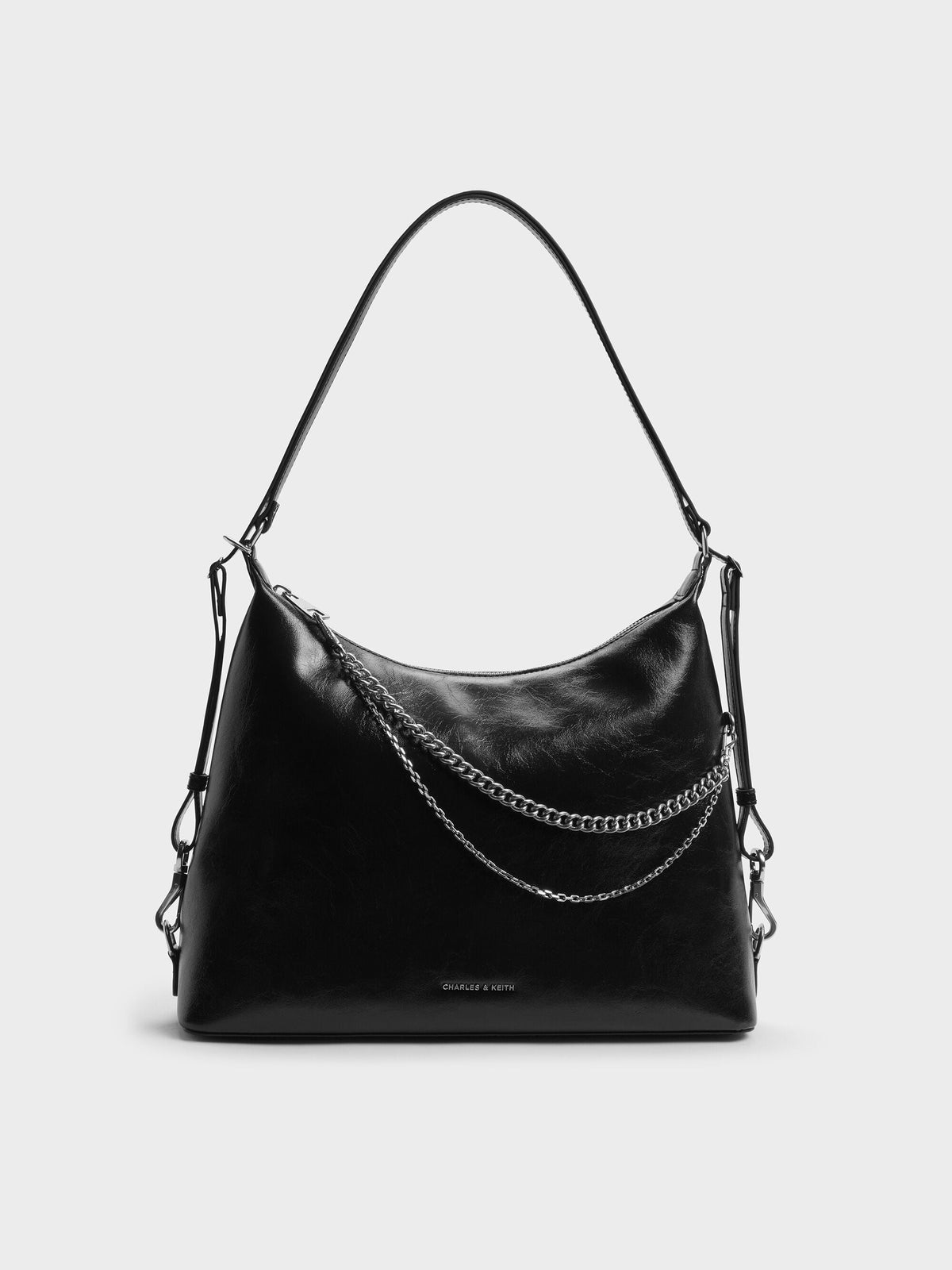 CHARLES & KEITH Everyday / Atwood Chain Convertible Hobo Bag - Noir