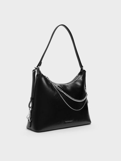 CHARLES & KEITH Everyday / Atwood Chain Convertible Hobo Bag - Noir