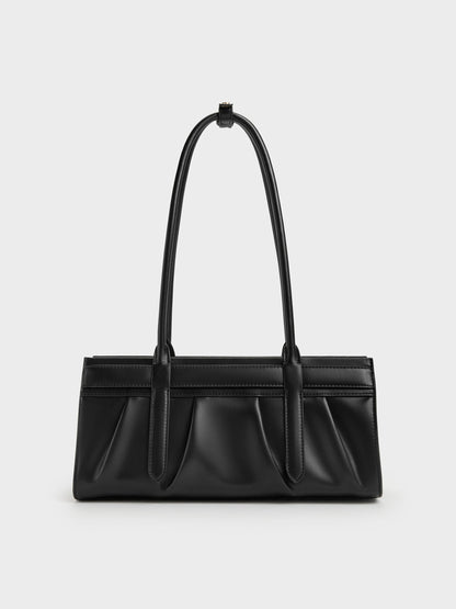 CHARLES & KEITH Classic / Isolde Belted Ruched Shoulder Bag - Black