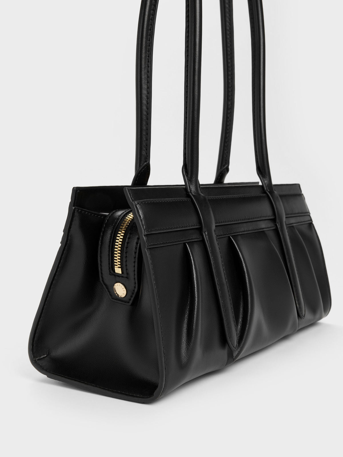 CHARLES & KEITH Classic / Isolde Belted Ruched Shoulder Bag - Black