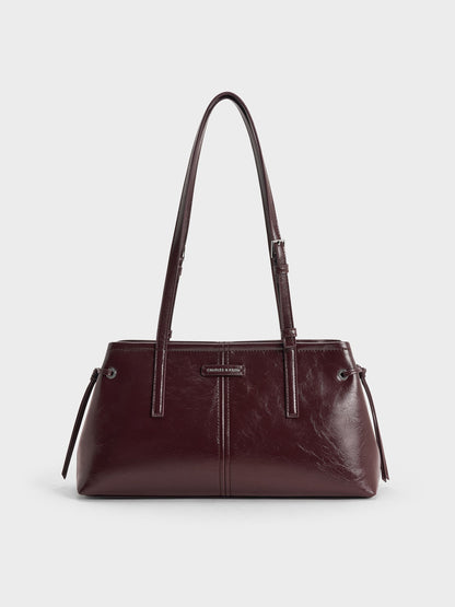 CHARLES & KEITH Essential / Noane Elongated-Handle Shoulder Bag - Wineberry Red