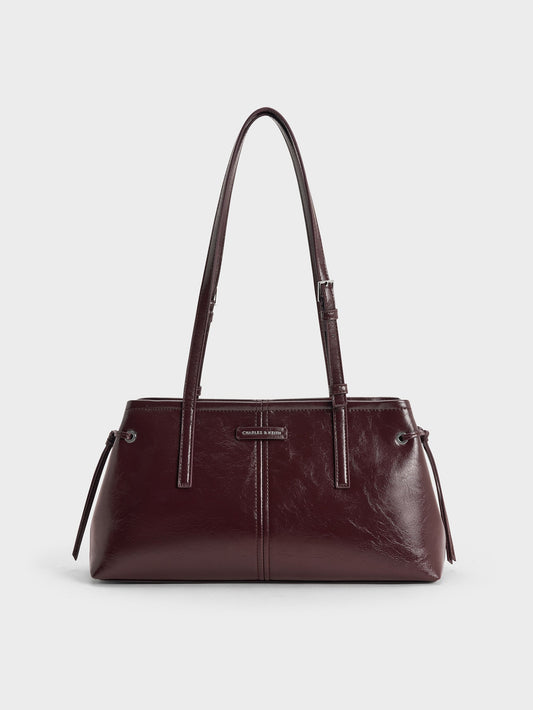 CHARLES & KEITH Essential / Noane Elongated-Handle Shoulder Bag - Wineberry Red