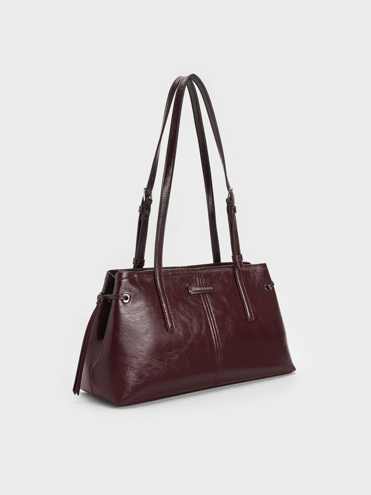 CHARLES & KEITH Essential / Noane Elongated-Handle Shoulder Bag - Wineberry Red