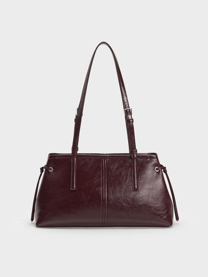 CHARLES & KEITH Essential / Noane Elongated-Handle Shoulder Bag - Wineberry Red