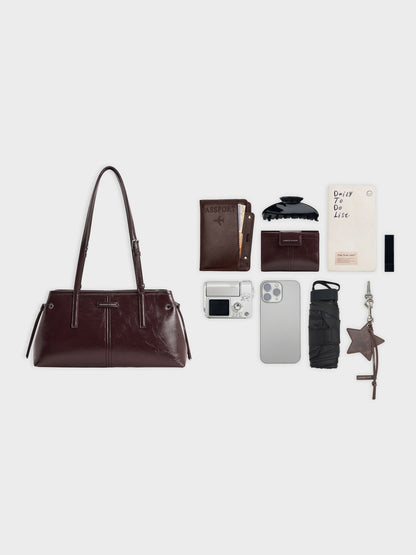 CHARLES & KEITH Essential / Noane Elongated-Handle Shoulder Bag - Wineberry Red