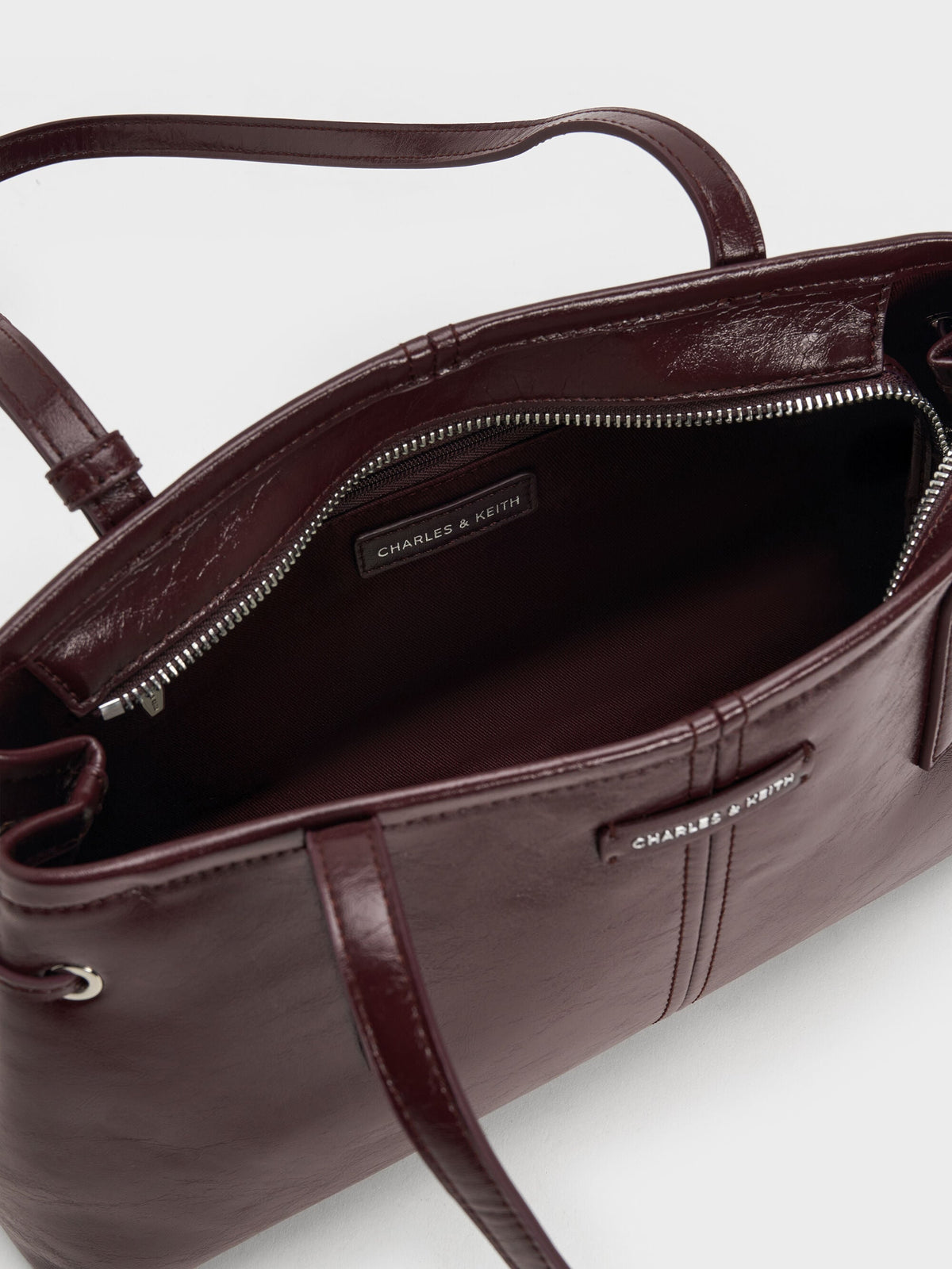 CHARLES & KEITH Essential / Noane Elongated-Handle Shoulder Bag - Wineberry Red