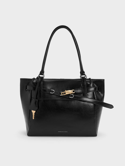CHARLES & KEITH Customer Favorite / Delfina Belted Tote Bag - Noir