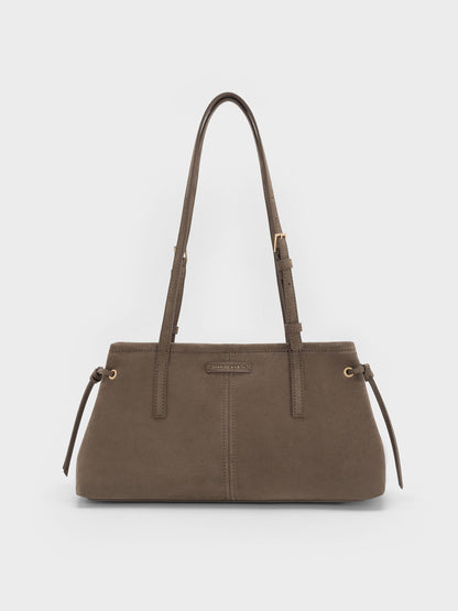 CHARLES & KEITH Smart Buy / Noane Elongated-Handle Shoulder Bag - Stone Grey