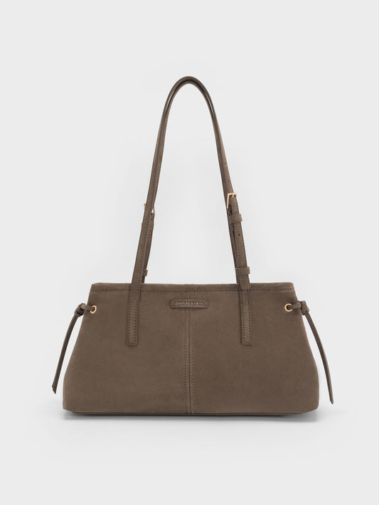 CHARLES & KEITH Smart Buy / Noane Elongated-Handle Shoulder Bag - Stone Grey
