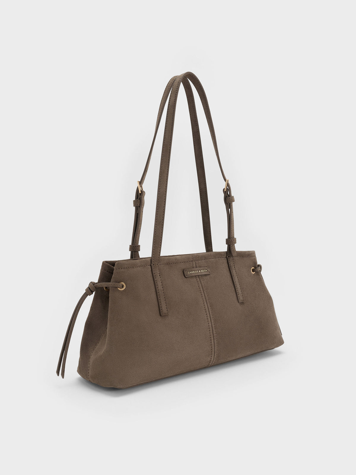 CHARLES & KEITH Smart Buy / Noane Elongated-Handle Shoulder Bag - Stone Grey
