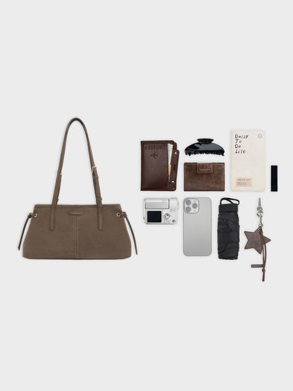 CHARLES & KEITH Smart Buy / Noane Elongated-Handle Shoulder Bag - Stone Grey