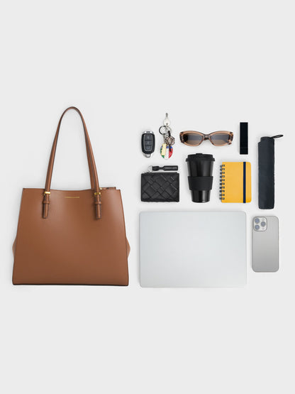 CHARLES & KEITH Featured / Sansa Tote Bag - Chocolate