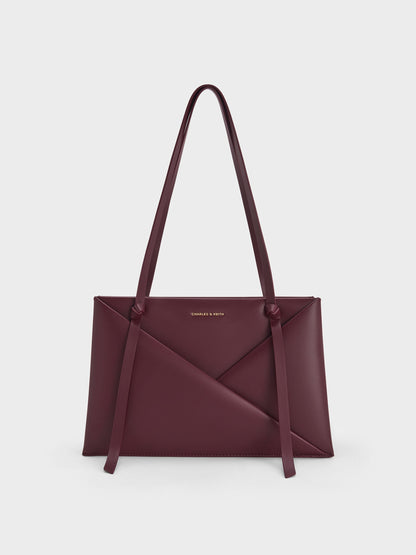 CHARLES & KEITH Discount / Midori Geometric Tote Bag - Wineberry Red