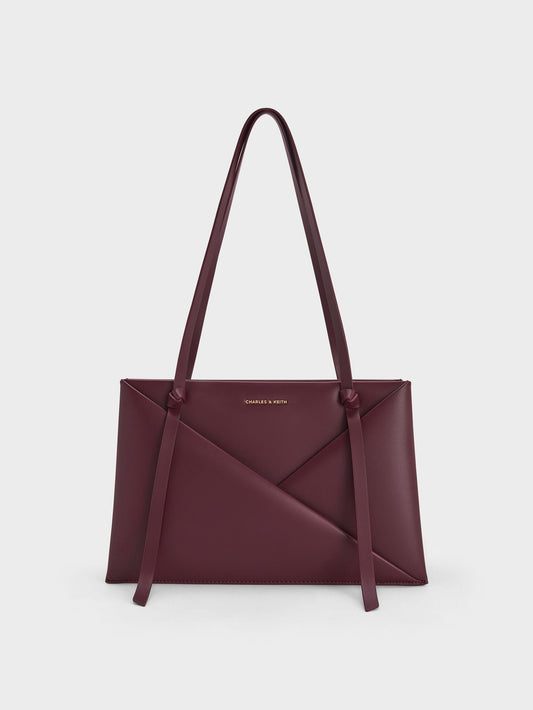 CHARLES & KEITH Discount / Midori Geometric Tote Bag - Wineberry Red