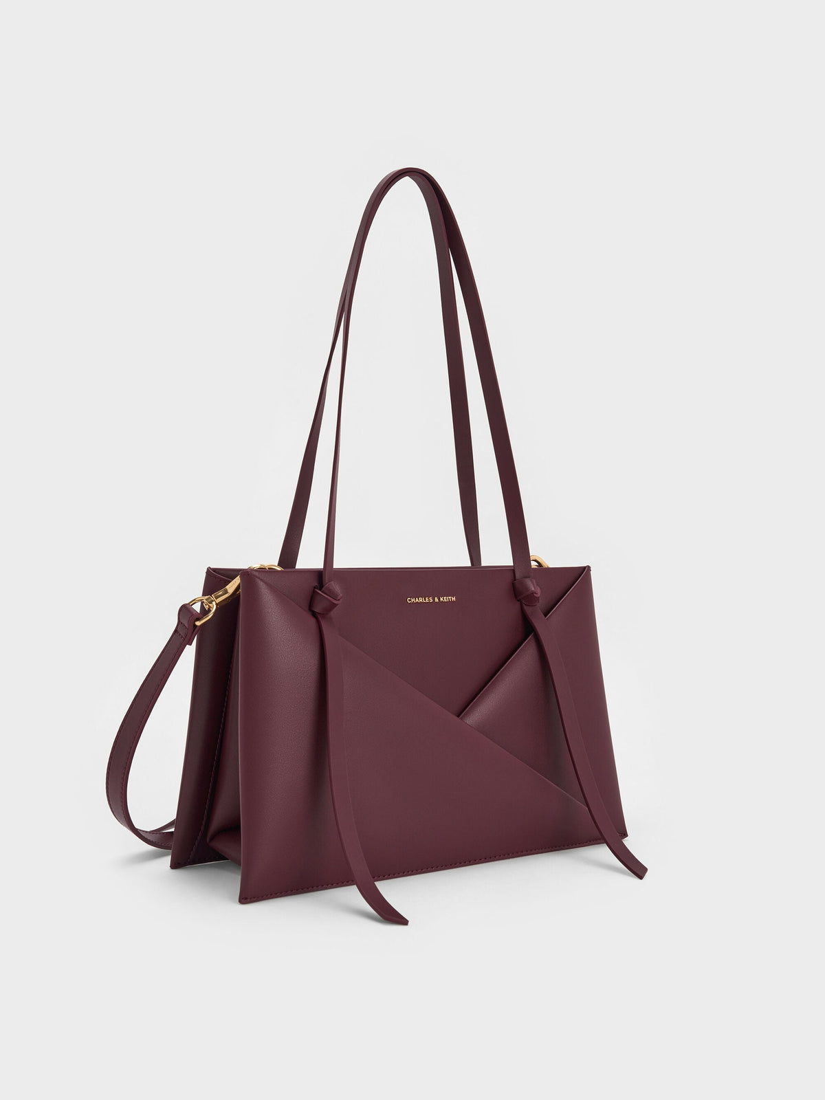 CHARLES & KEITH Discount / Midori Geometric Tote Bag - Wineberry Red