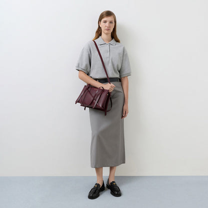 CHARLES & KEITH Discount / Midori Geometric Tote Bag - Wineberry Red