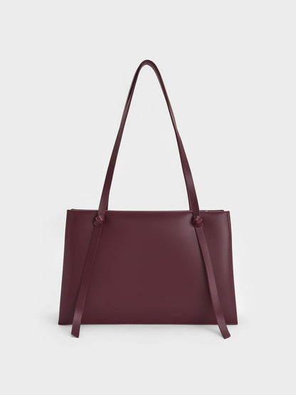 CHARLES & KEITH Discount / Midori Geometric Tote Bag - Wineberry Red