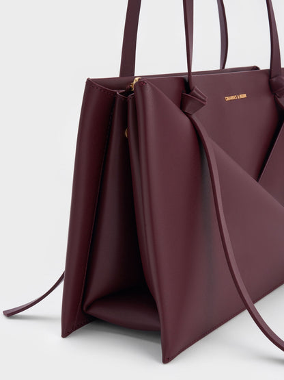 CHARLES & KEITH Discount / Midori Geometric Tote Bag - Wineberry Red