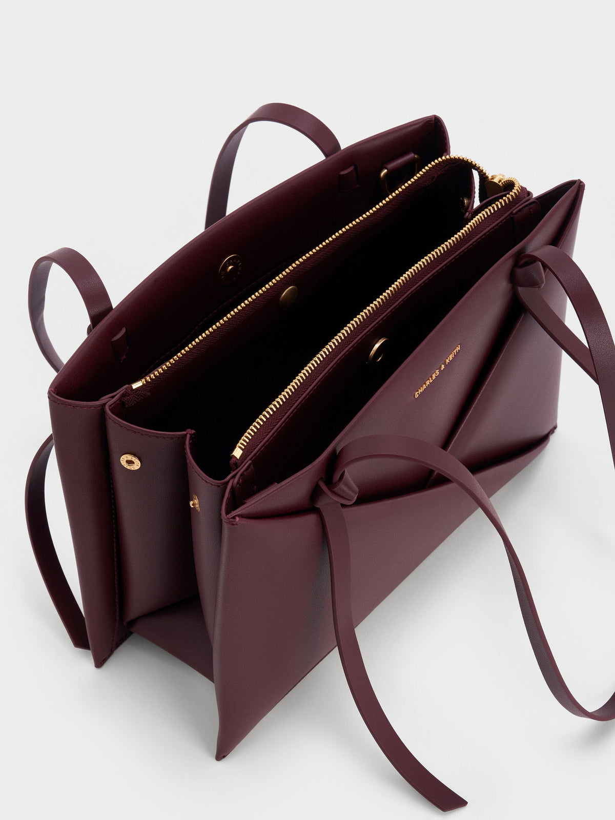 CHARLES & KEITH Discount / Midori Geometric Tote Bag - Wineberry Red