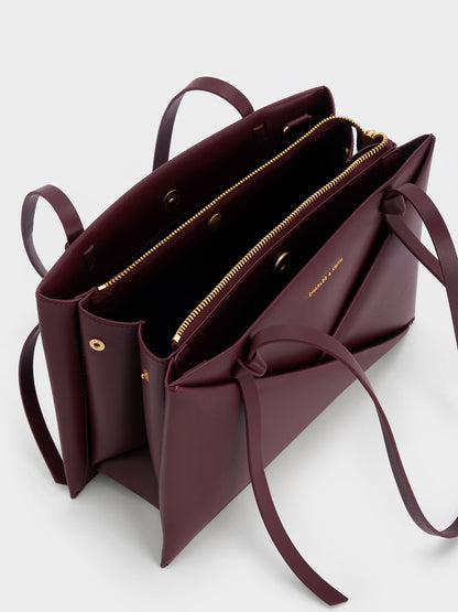 CHARLES & KEITH Discount / Midori Geometric Tote Bag - Wineberry Red
