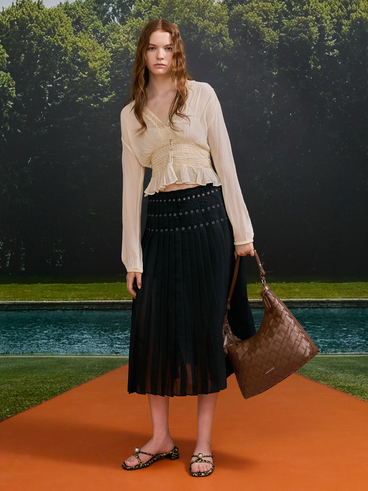 CHARLES & KEITH Deals / Ivette Woven Tassel Hobo Bag - Chocolate