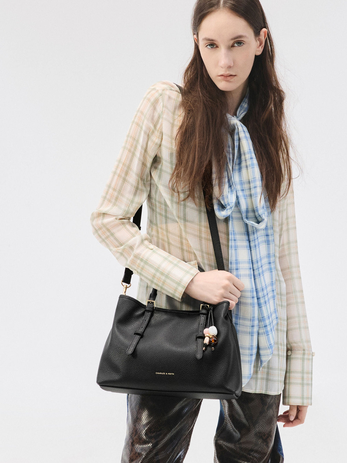 CHARLES & KEITH Featured / Baral Bead-Charm Tote Bag - Black
