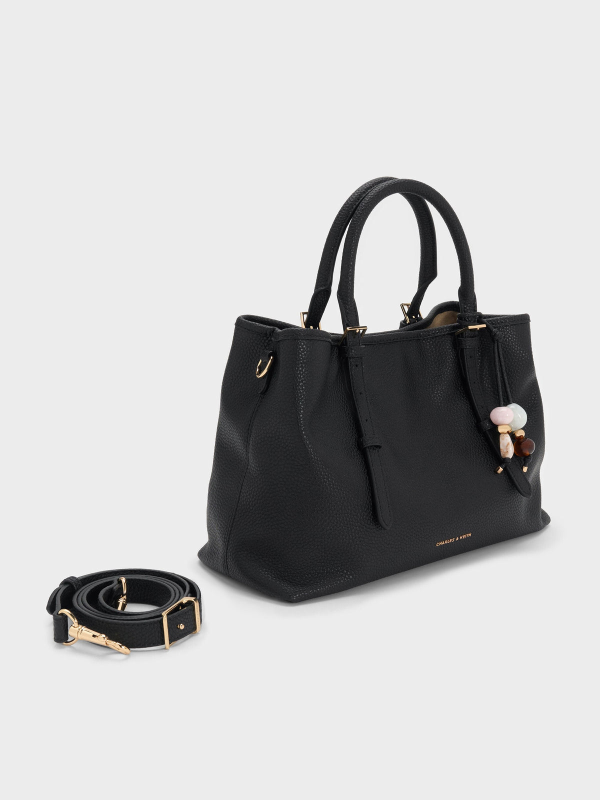CHARLES & KEITH Featured / Baral Bead-Charm Tote Bag - Black