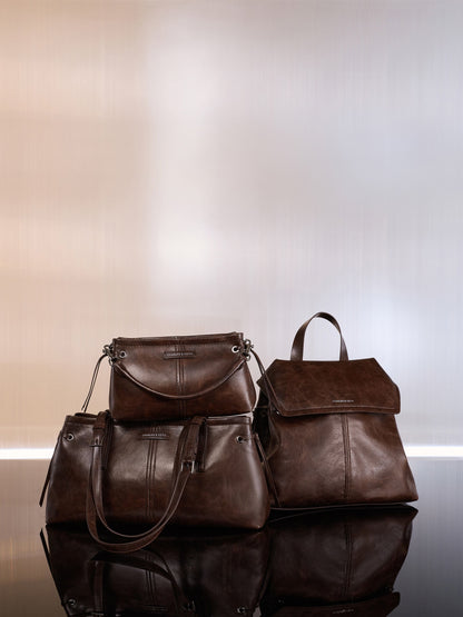 CHARLES & KEITH Sale / Noane Elongated-Handle Shoulder Bag - Distressed Coffee