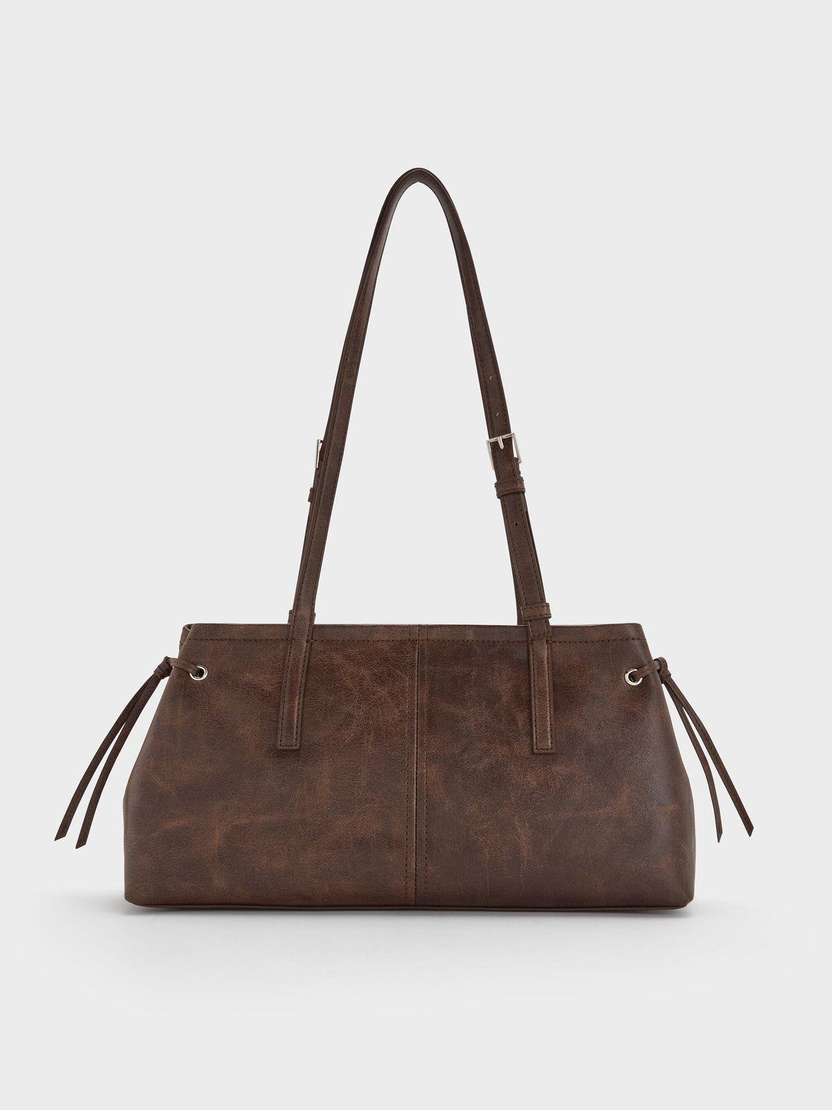 CHARLES & KEITH Sale / Noane Elongated-Handle Shoulder Bag - Distressed Coffee