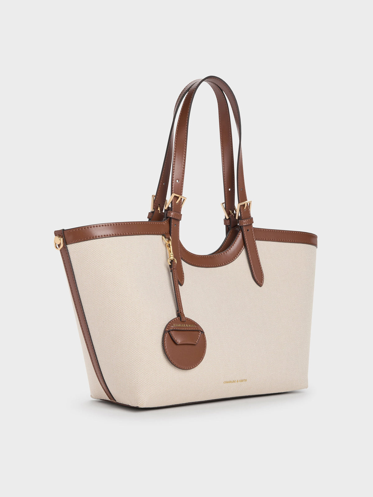 CHARLES & KEITH Popular / XL Enola Canvas Tote Bag - Chocolate