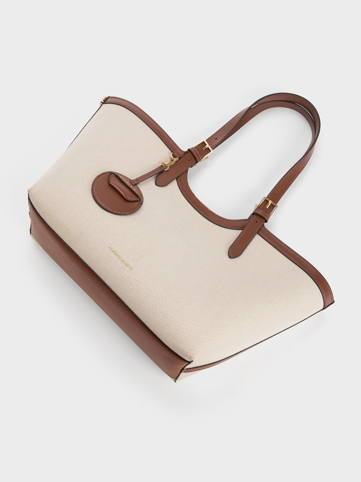 CHARLES & KEITH Popular / XL Enola Canvas Tote Bag - Chocolate