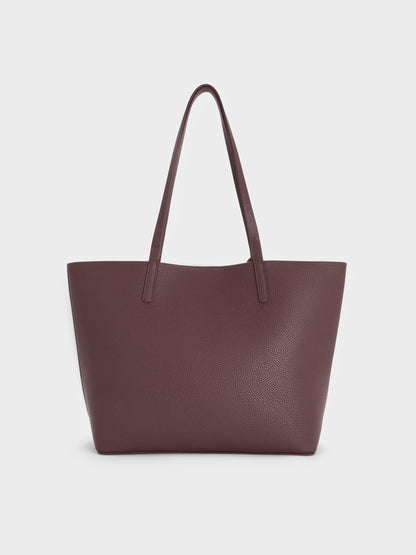 CHARLES & KEITH Best Seller / Beryl Tote Bag - Wineberry Red