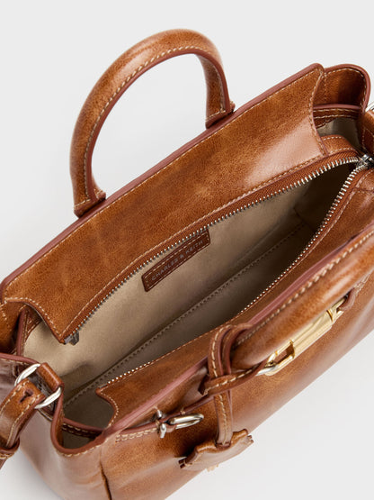 CHARLES & KEITH Everyday / Mini Delfina Belted Tote Bag - Distressed Tan