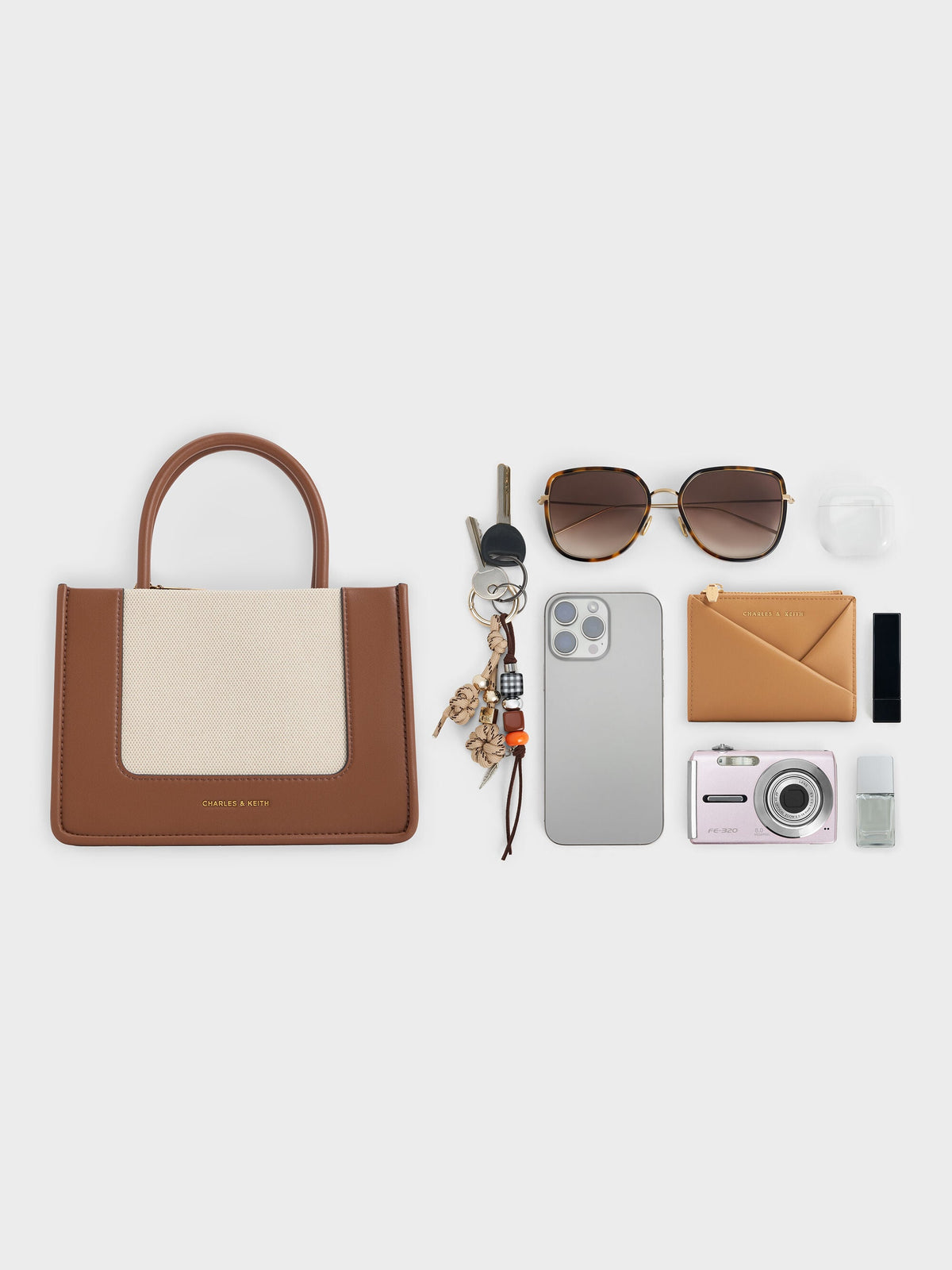 CHARLES & KEITH Trending / Mini Daylla Canvas Tote Bag - Tan