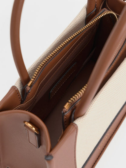 CHARLES & KEITH Trending / Mini Daylla Canvas Tote Bag - Tan
