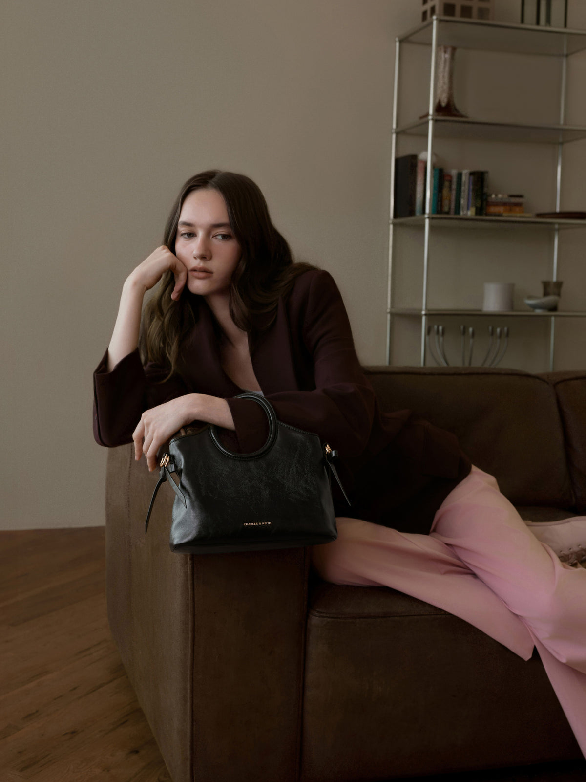 CHARLES & KEITH Everyday / Mini Dalia Bow Oval-Handle Tote Bag - Black