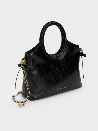 CHARLES & KEITH Everyday / Mini Dalia Bow Oval-Handle Tote Bag - Black