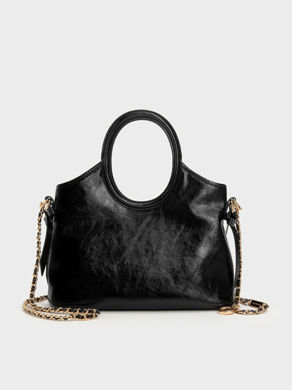 CHARLES & KEITH Everyday / Mini Dalia Bow Oval-Handle Tote Bag - Black