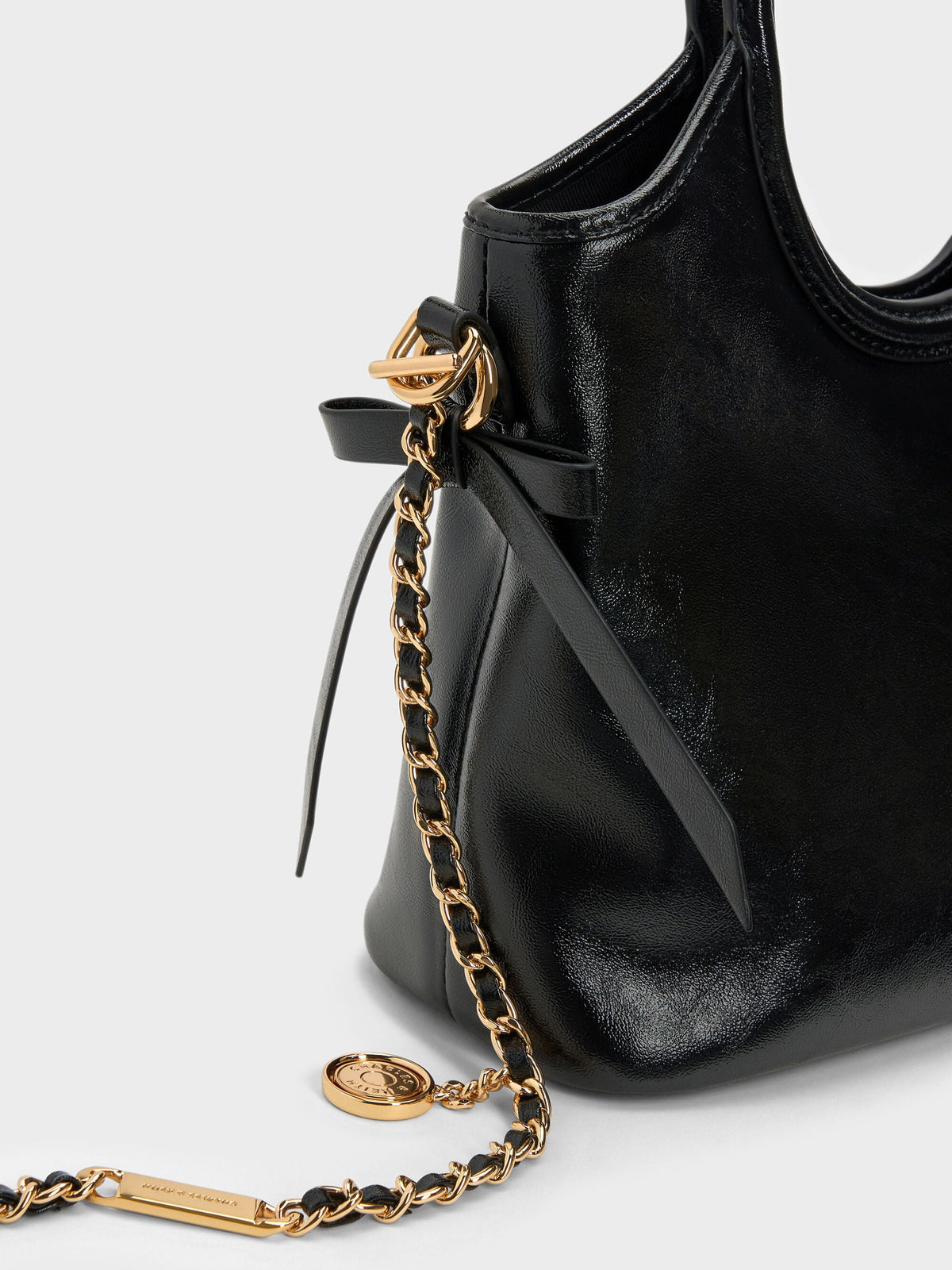 CHARLES & KEITH Everyday / Mini Dalia Bow Oval-Handle Tote Bag - Black