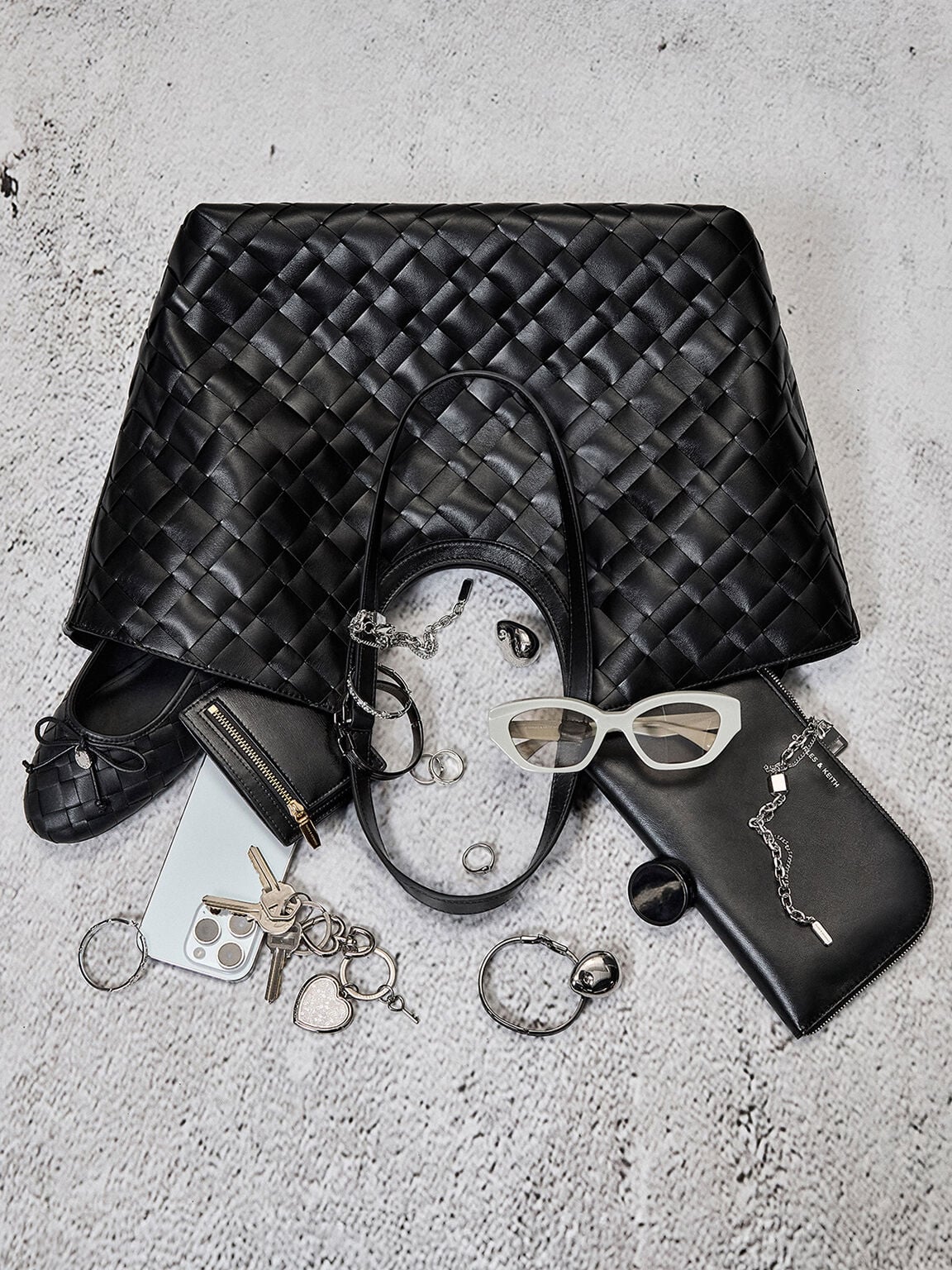 CHARLES & KEITH Special Offer / Ivette Woven Tote Bag - Noir
