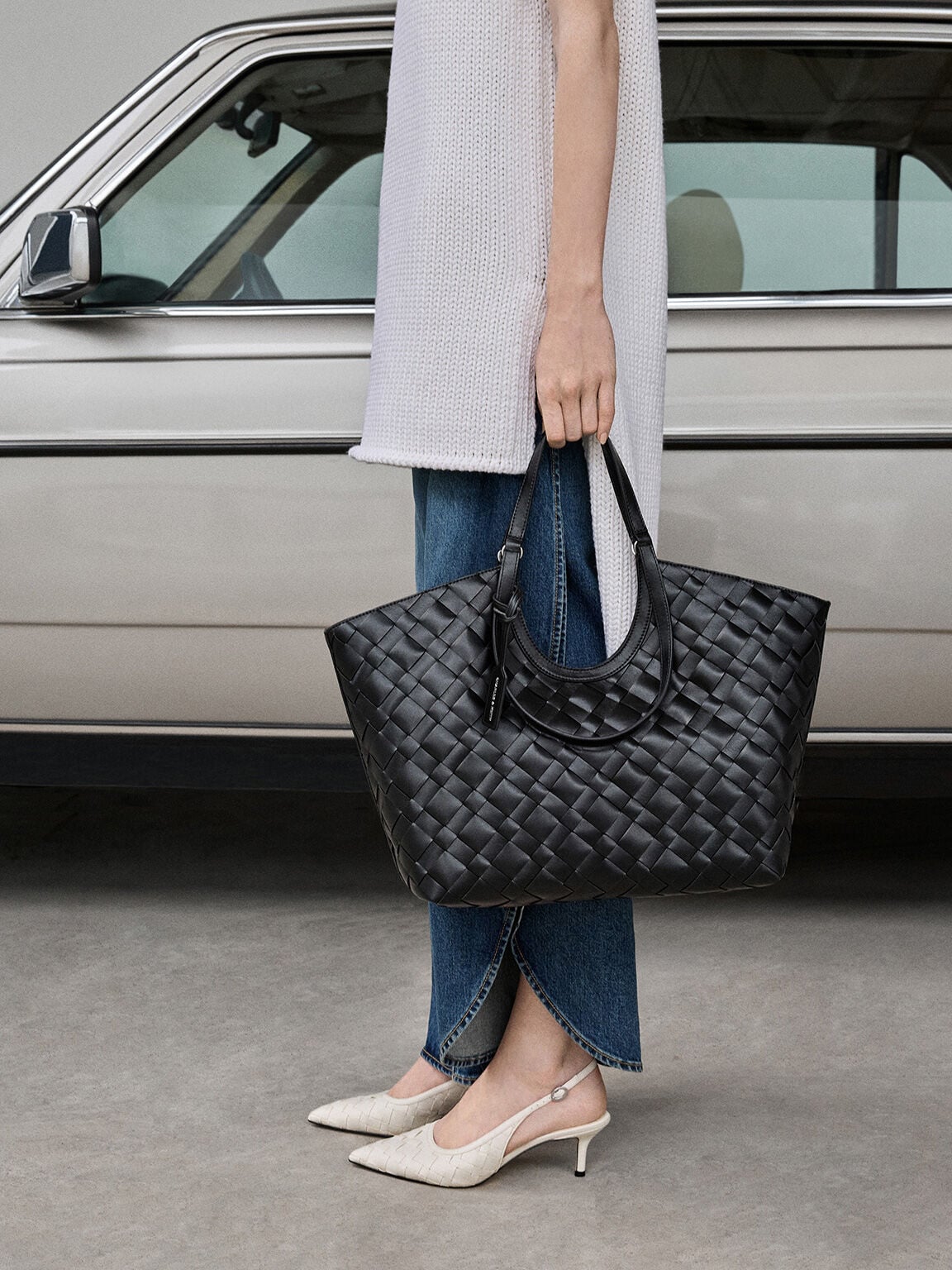 CHARLES & KEITH Special Offer / Ivette Woven Tote Bag - Noir
